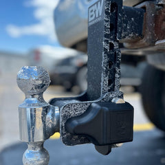 B&W installed on Tow & Stow hitch demonstrating simplified single-lock convenience