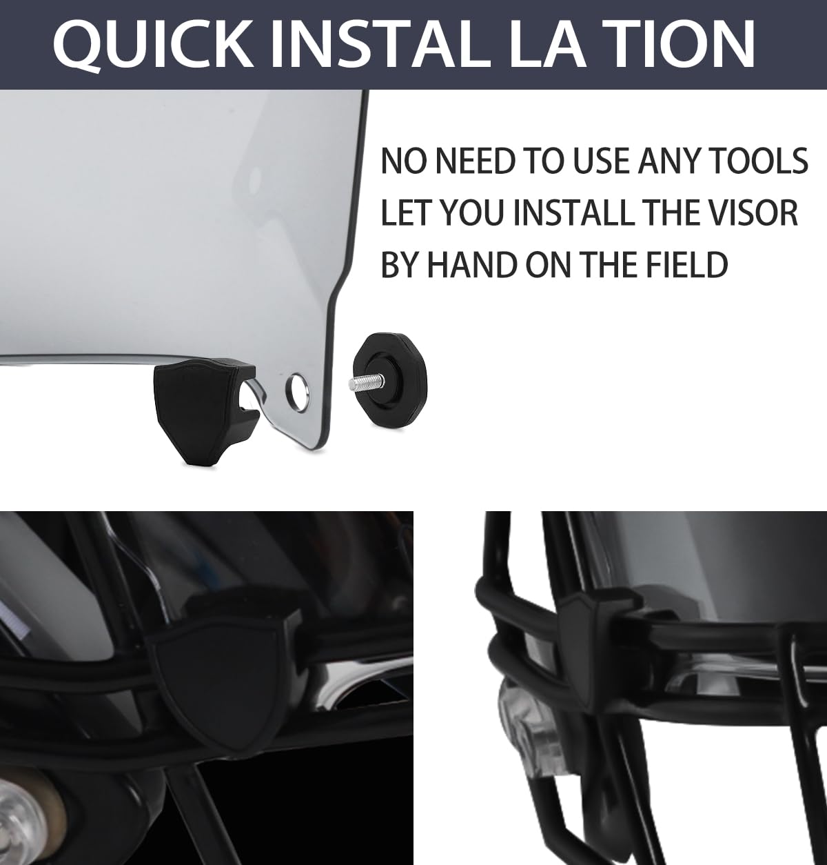 B BASKCLEAR quick-release clip detail for tool-free attachment benefit