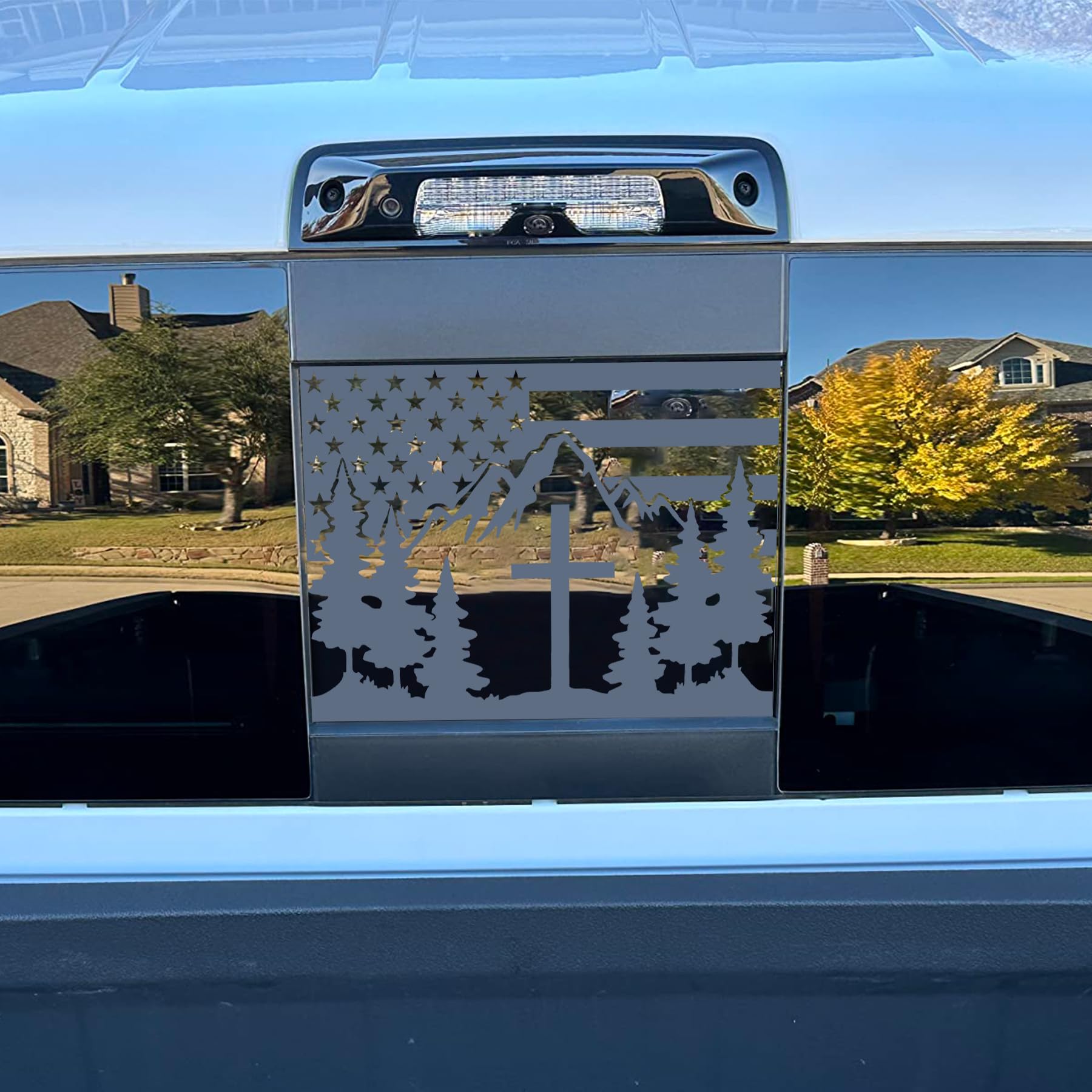 Babynora decal next to ruler on tailgate showing accurate precut dimensions