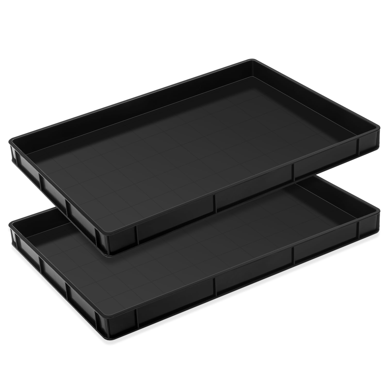 Baderke front view of black oil drain pan showing wide basin and clean design benefit