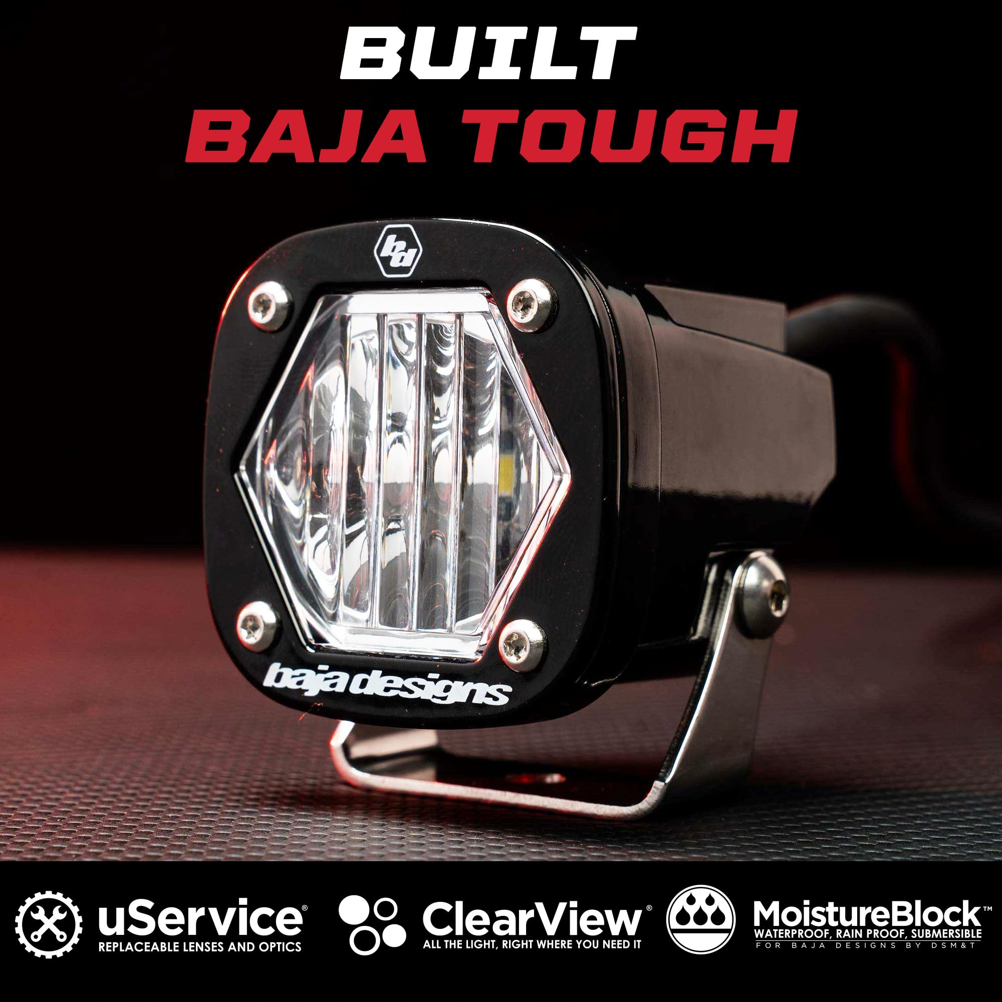 Baja Designs S1 side profile highlighting low-profile housing and durability