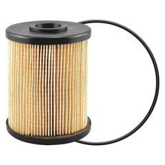 Baldwin fuel filter front view showing label and fitment, ensures correct replacement
