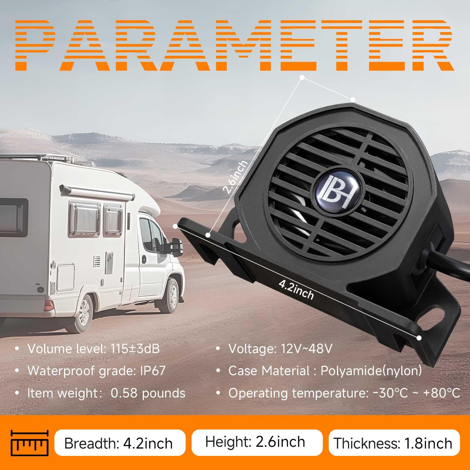banhao mounted on truck rear in use proving audible warning on site