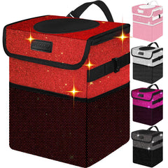 BAOGCOYO front view showing glittery red exterior and sealed lid for neat car storage benefit