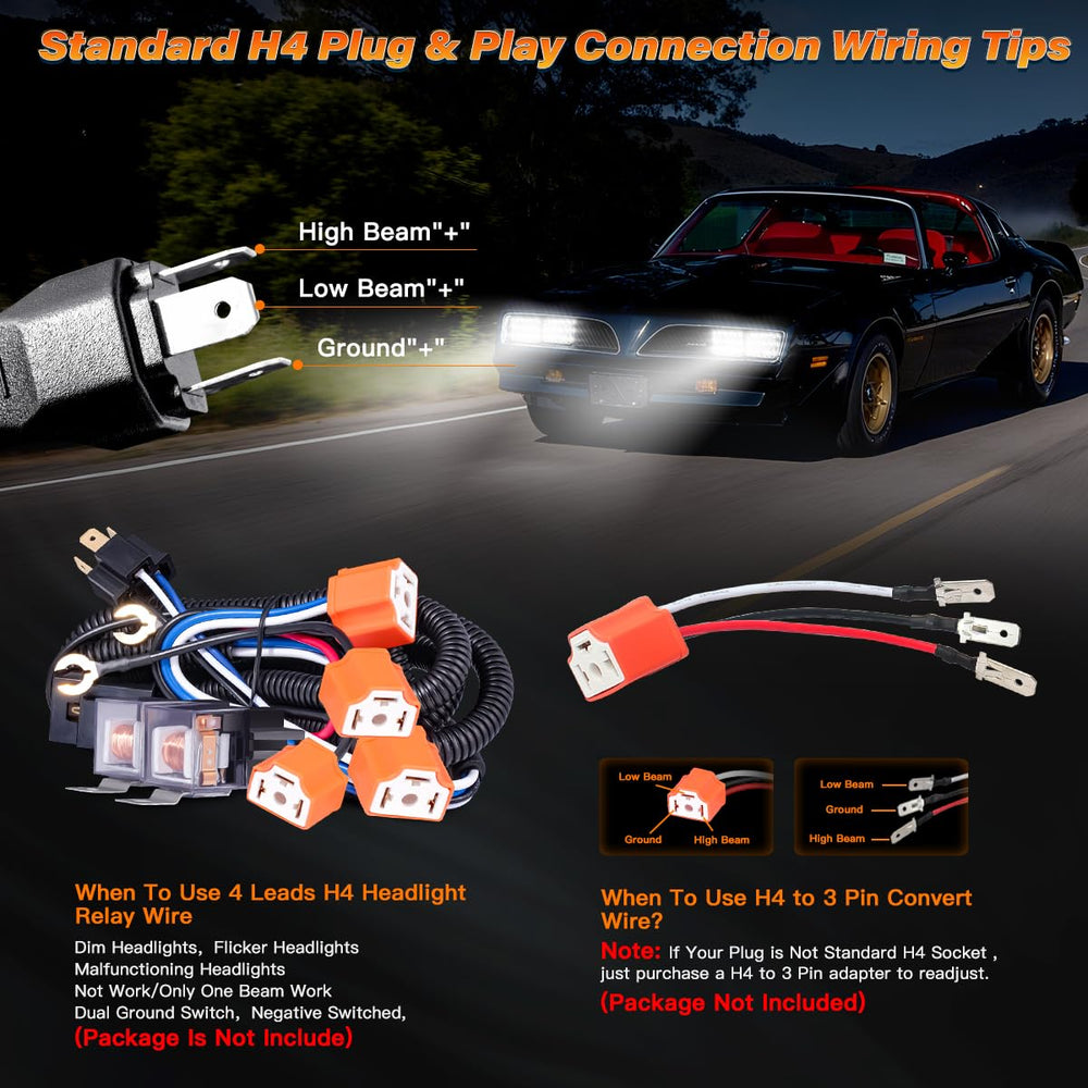 BAOLICY packaging with four headlights and components included in kit