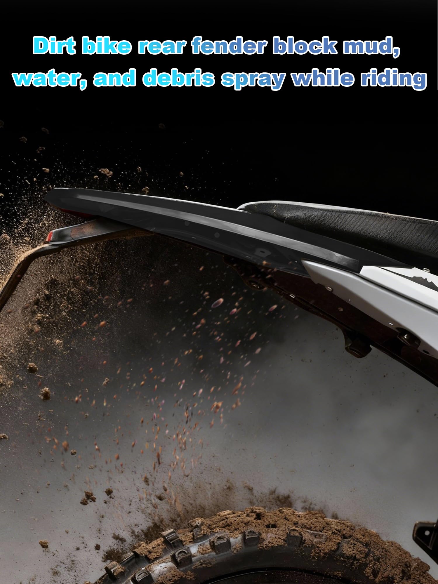 BAOUFF rear fender installed on Surron Ultra Bee demonstrating splash protection in use