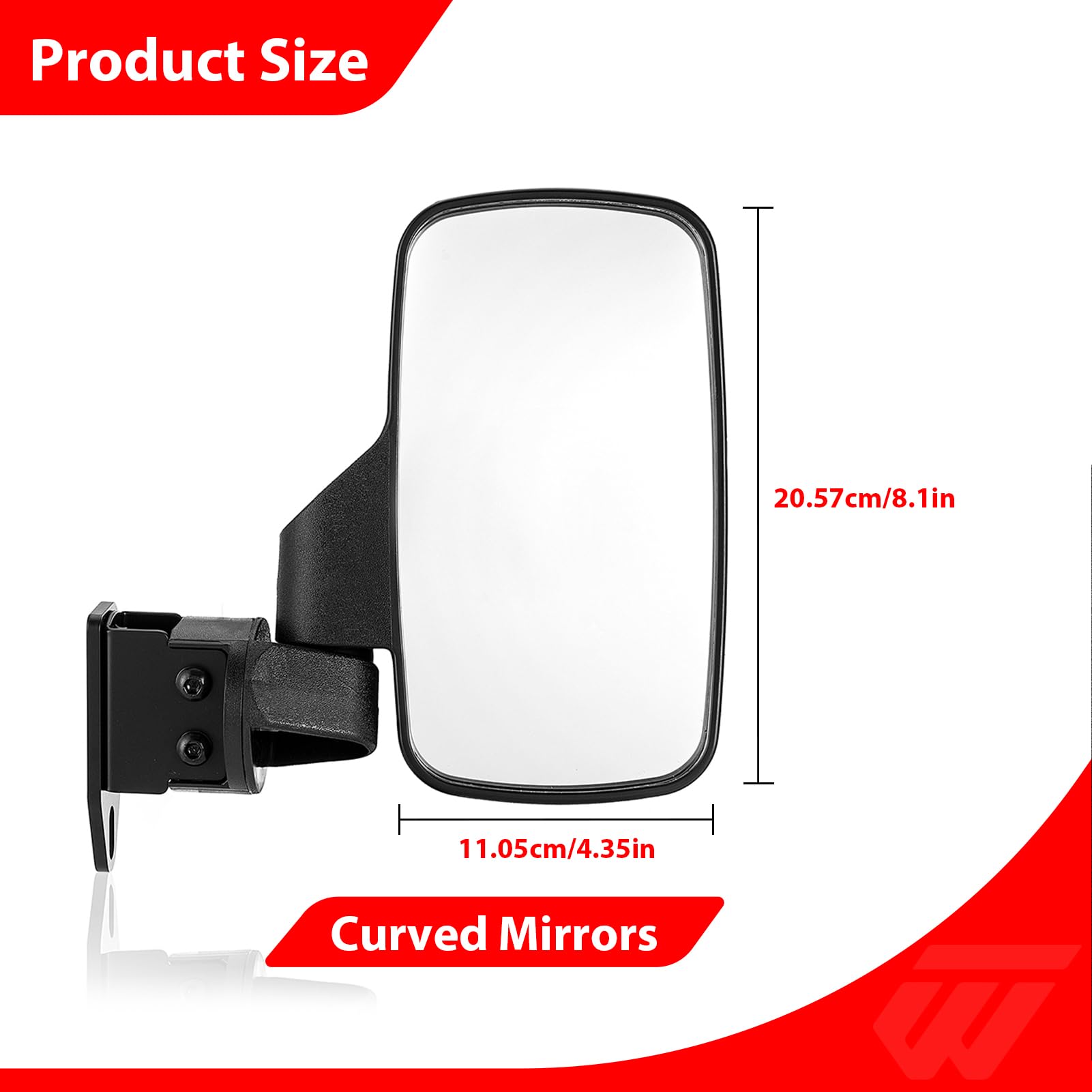 BARQUPO mirror held in hand to show size and lightweight advantage