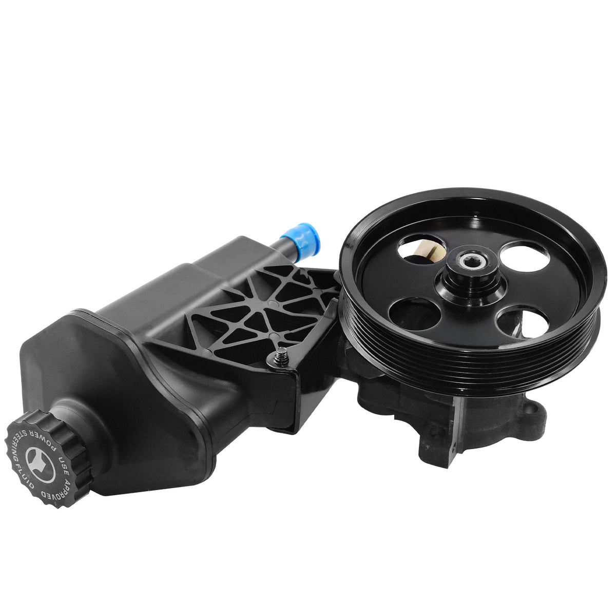 BasaltAuto power steering pump front assembly showing complete unit and easy replacement benefit