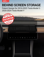 BASENOR side profile showing slim fit behind Model 3 center display