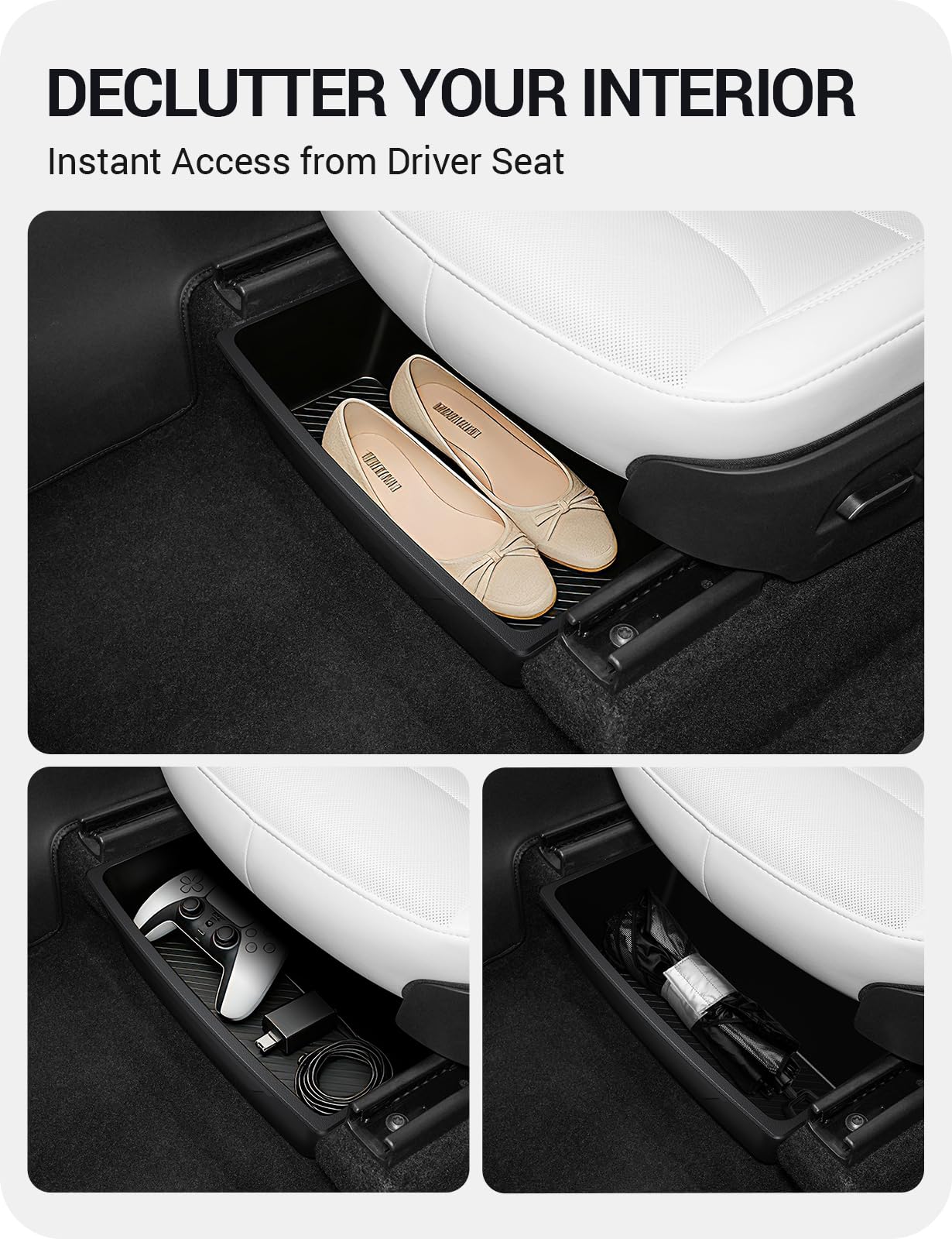 BASENOR side profile installed under rear seat proving low-profile, no interference