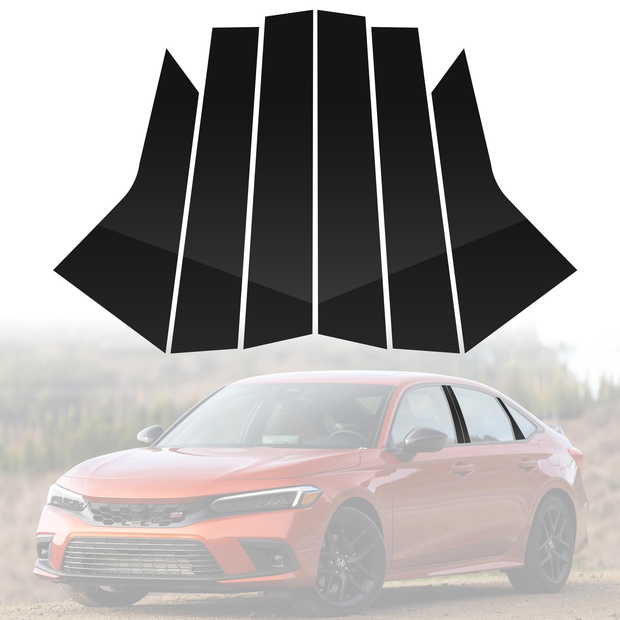 BASIKER front packaging showing six-piece pillar trim set and brand benefits