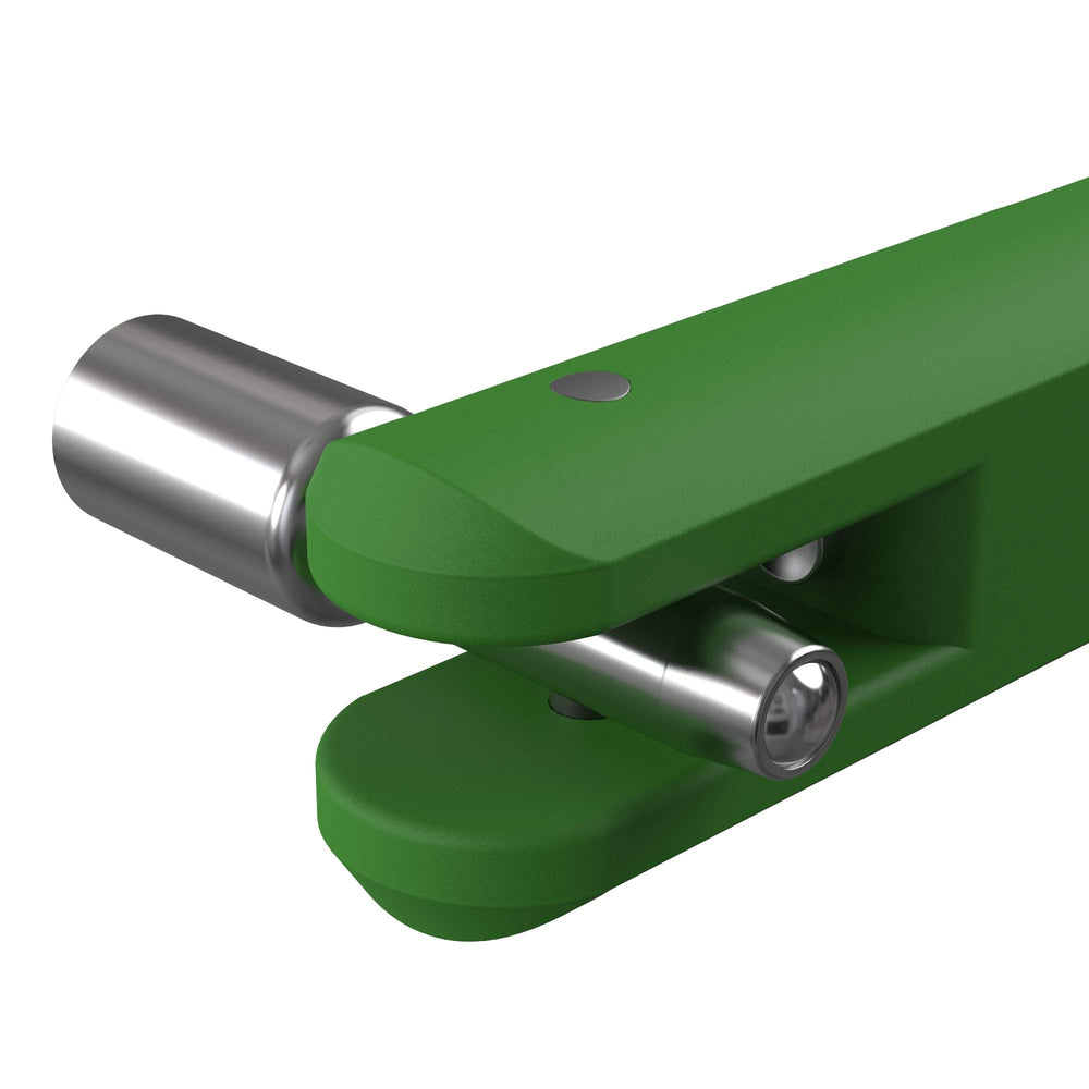 BASIKER tool in use on a car wheel demonstrating no-scratch removal and leverage
