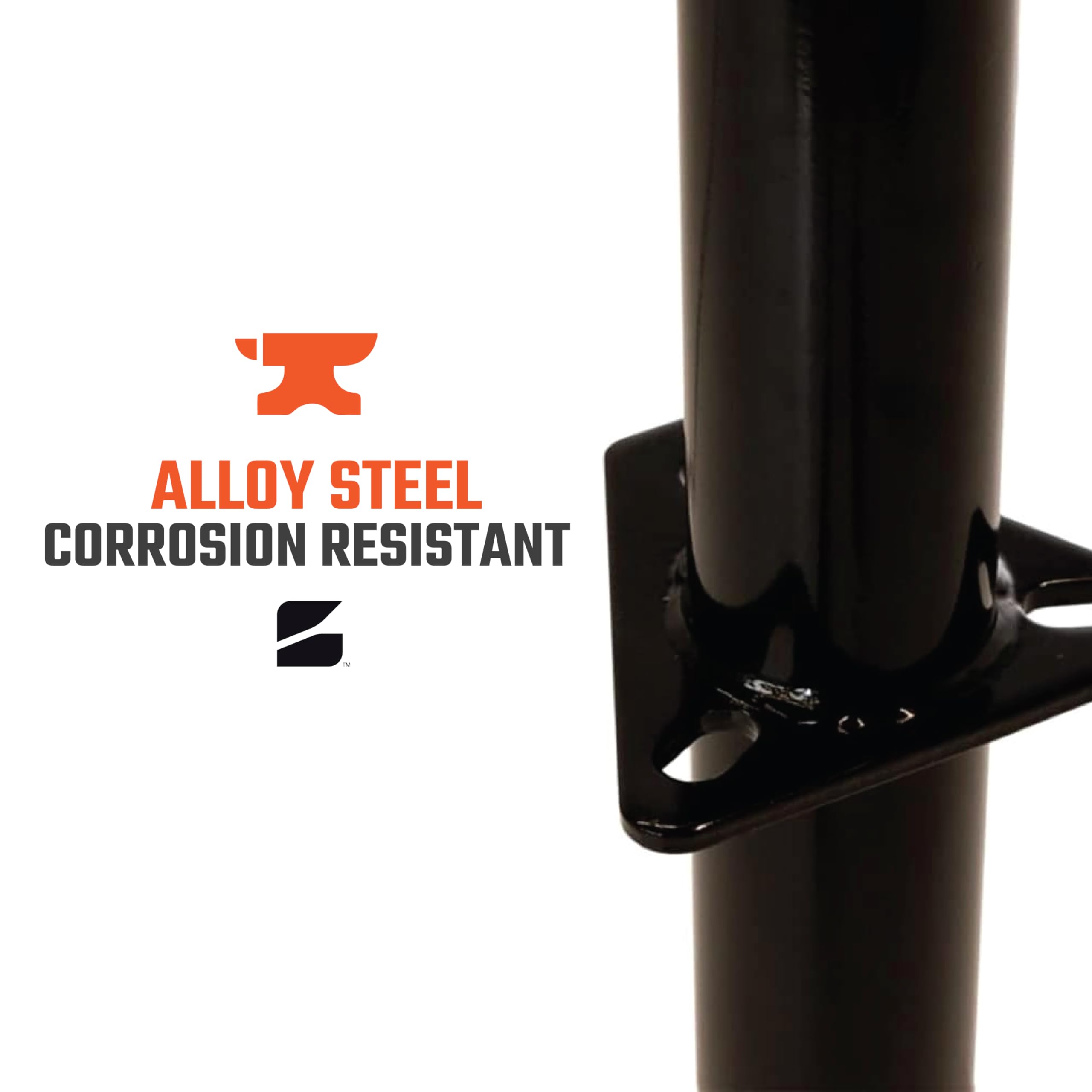 Bastion Distribution jack mounted on trailer A-frame illustrating easy hitching benefit