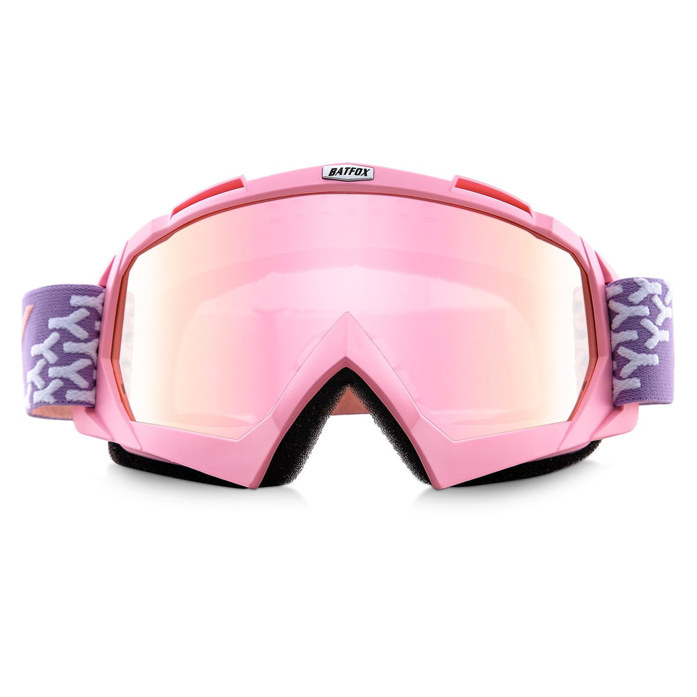 BATFOX goggles front view in pink showing full-face coverage and style