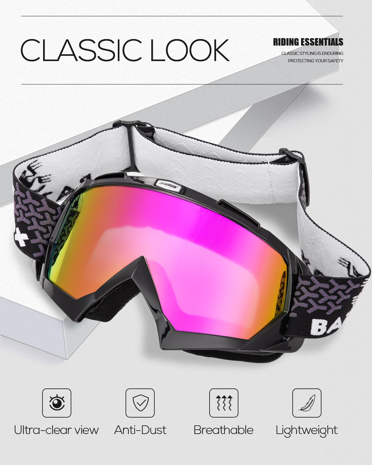 BATFOX close-up of PC lens reflection highlighting impact-resistant clarity