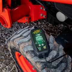 Battery Tender LED indicator closeup showing clear charge status at a glance