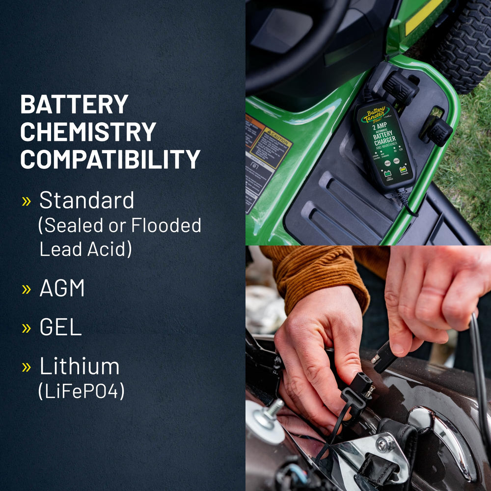 Battery Tender next to smartphone for scale showing compact portable convenience