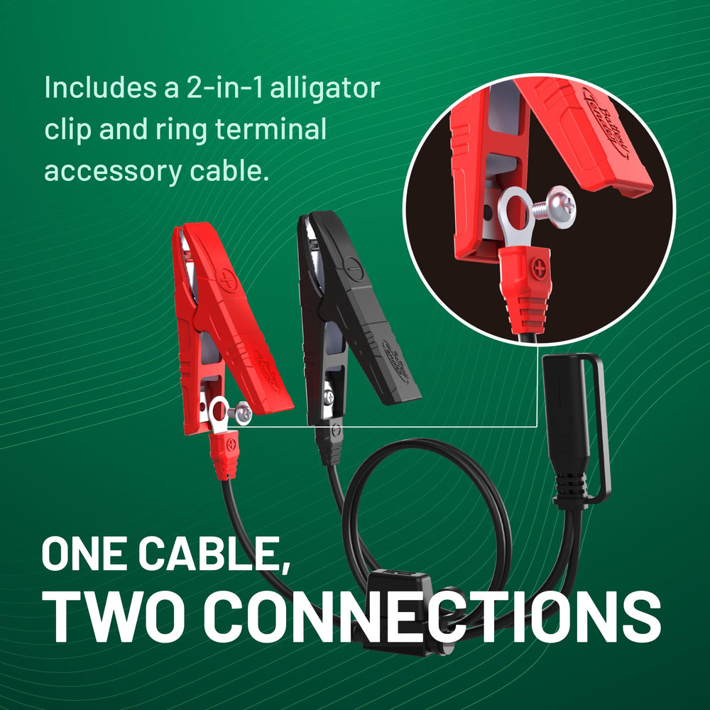 Battery Tender wiring under hood showing simple in‑vehicle setup advantage