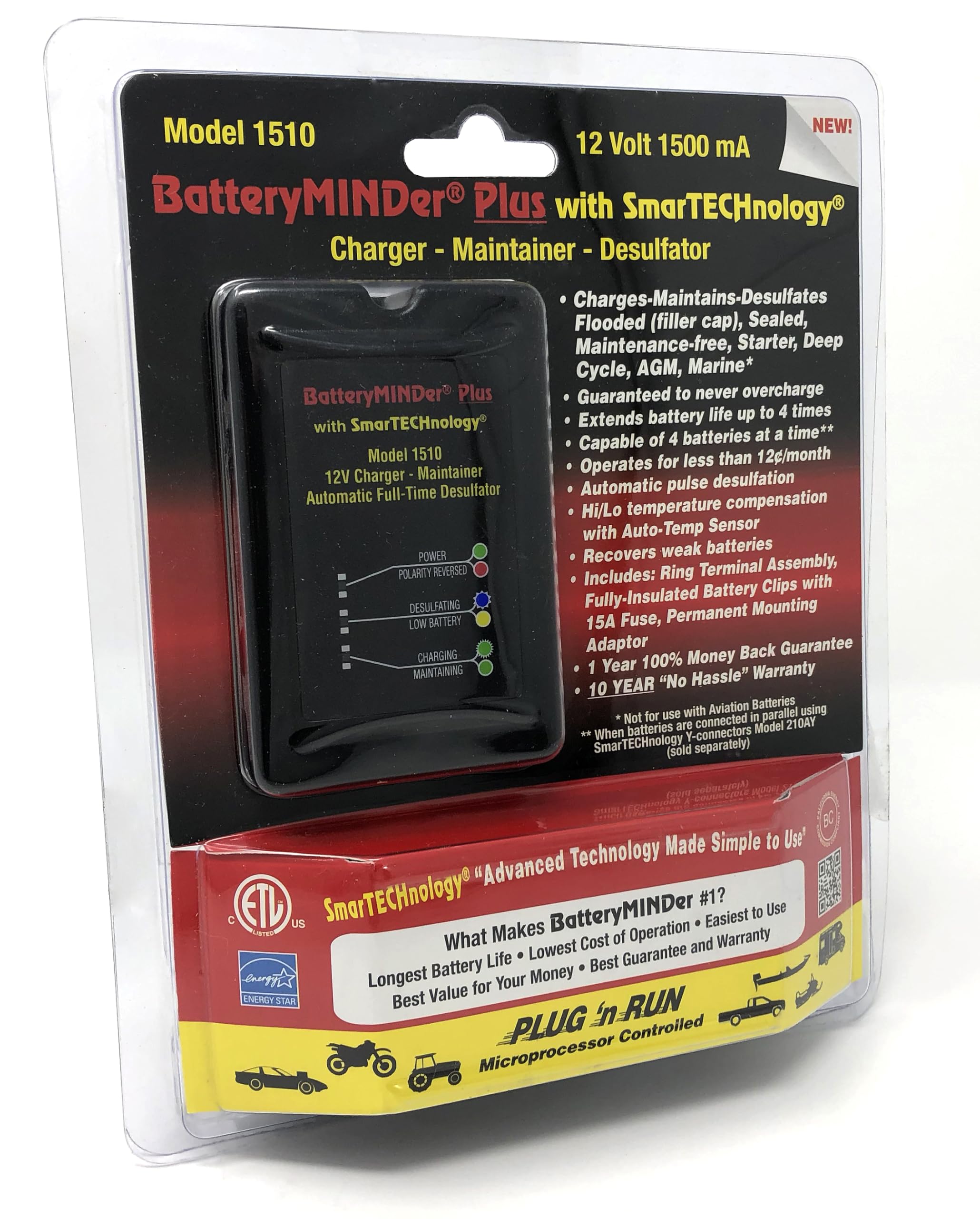 BatteryMINDer 1510 held in hands to show compact size and easy storage convenience