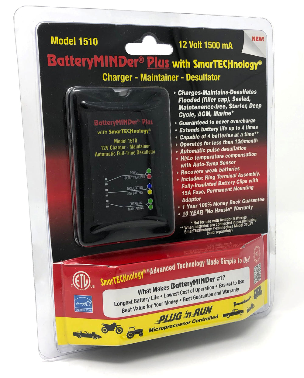 BatteryMINDer 1510 held in hands to show compact size and easy storage convenience