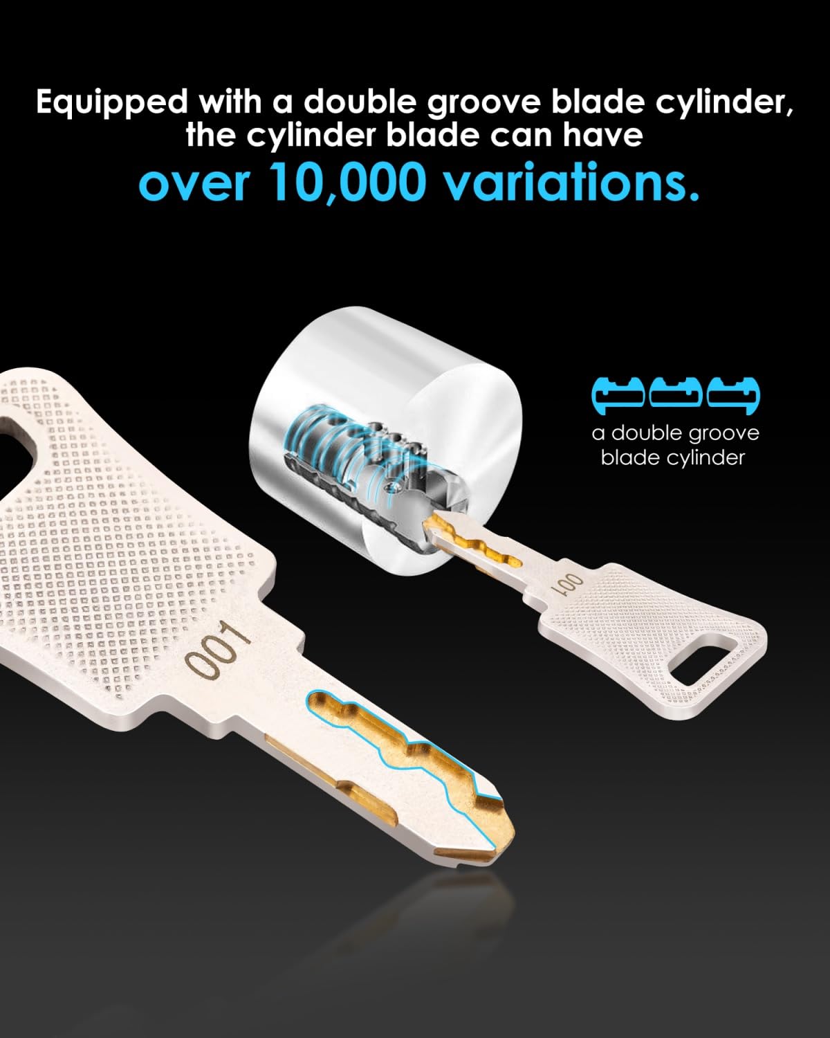 bbfly cylinder interior detail showing complex blade design anti-pick benefit