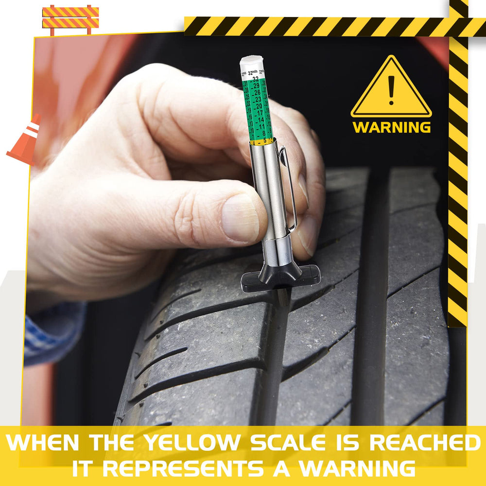 BBTO gauge inserted into a tyre groove providing instant tread check