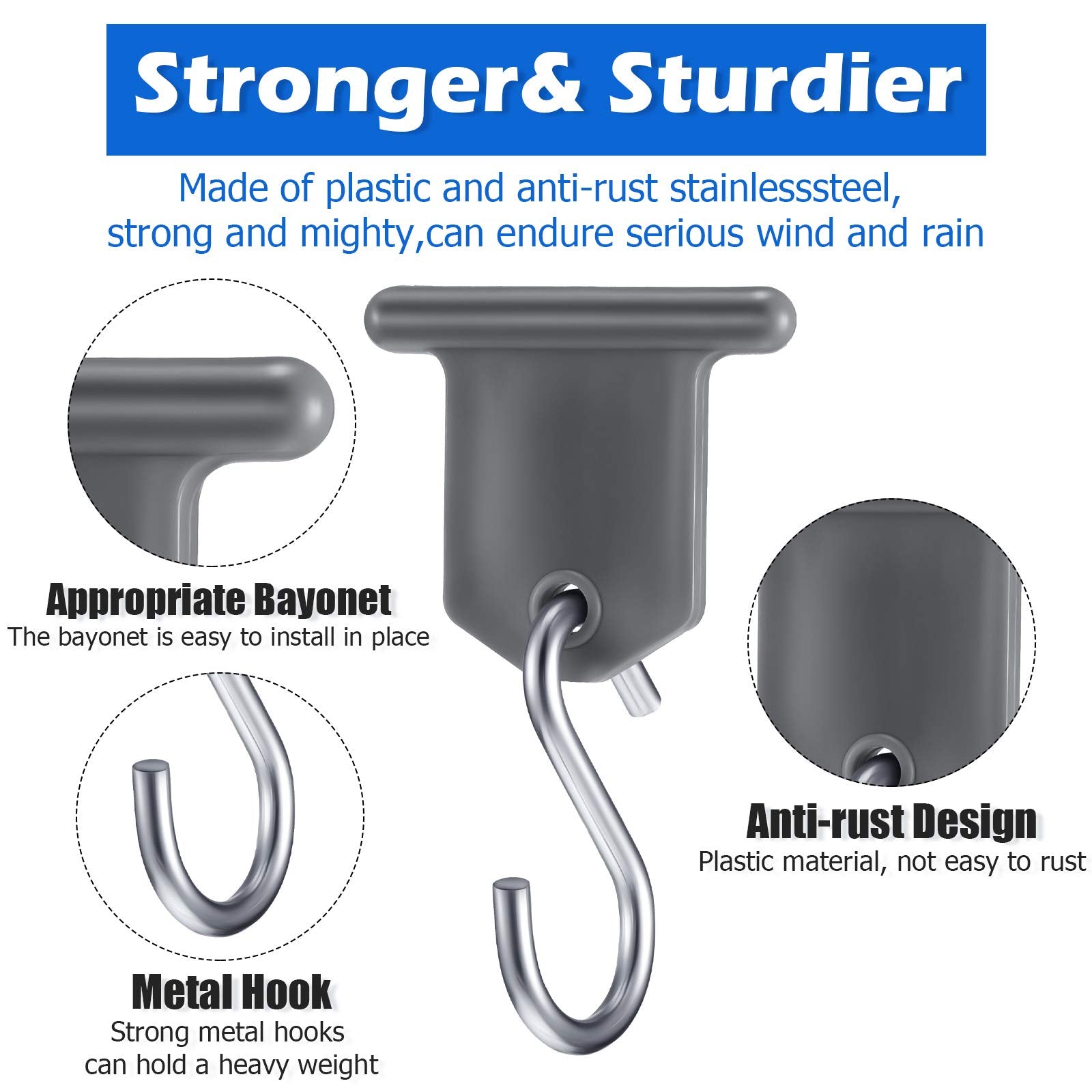 BBTO hook installed in RV awning channel for secure, tool-free attachment