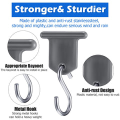 BBTO hook installed in RV awning channel for secure, tool-free attachment