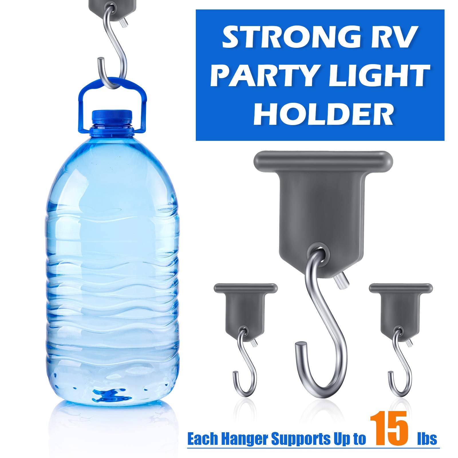 BBTO hooks supporting string lights with even illumination across awning