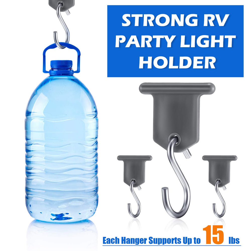 BBTO hooks supporting string lights with even illumination across awning