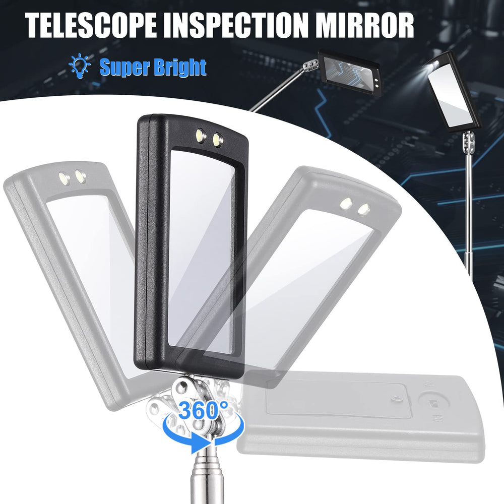 BBTO close-up of mirror head and metal frame for precise reflections