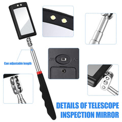 BBTO LED-lit inspection mirror illuminating a dark corner for clear viewing