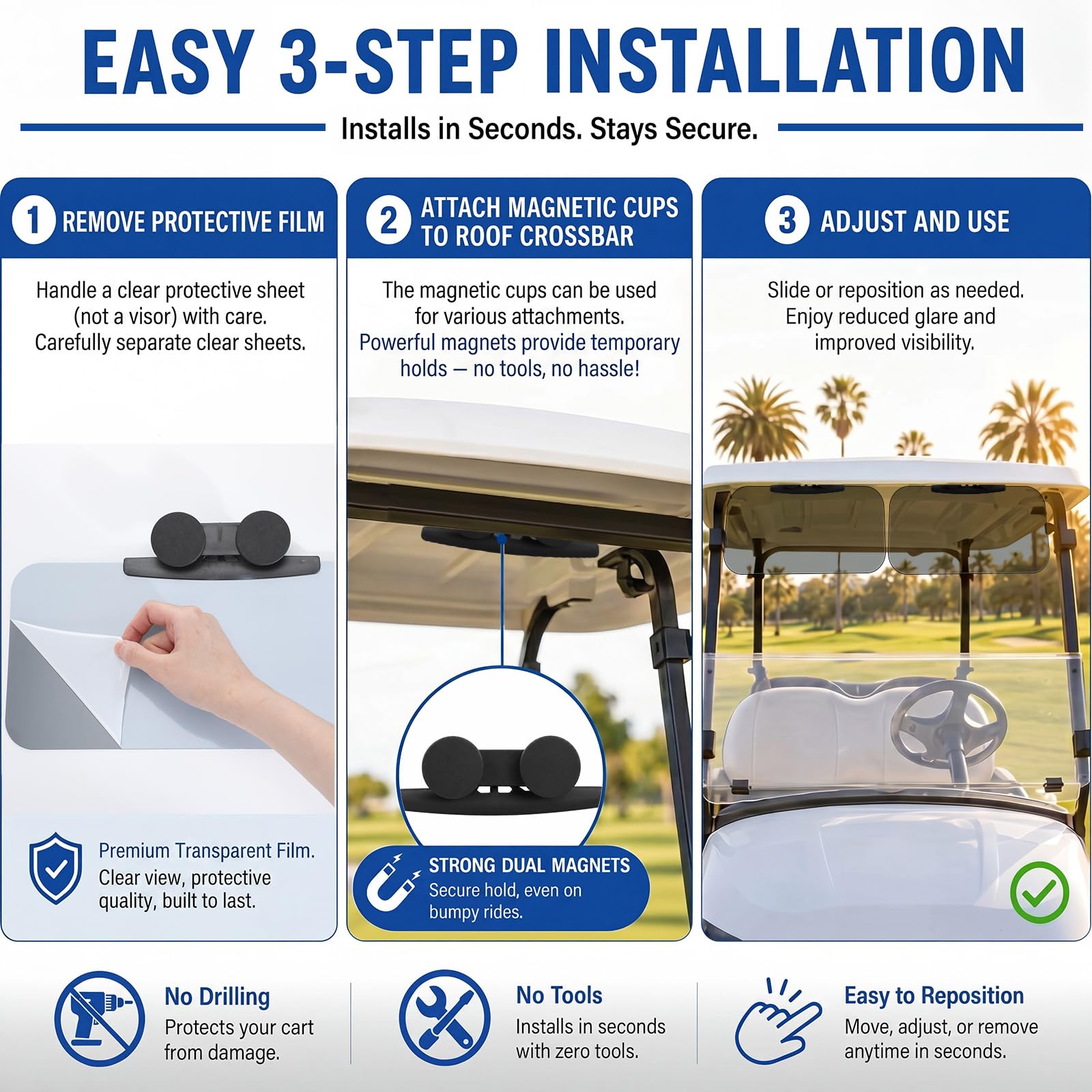 BBTO in use on a golf course reducing sunlight for comfort