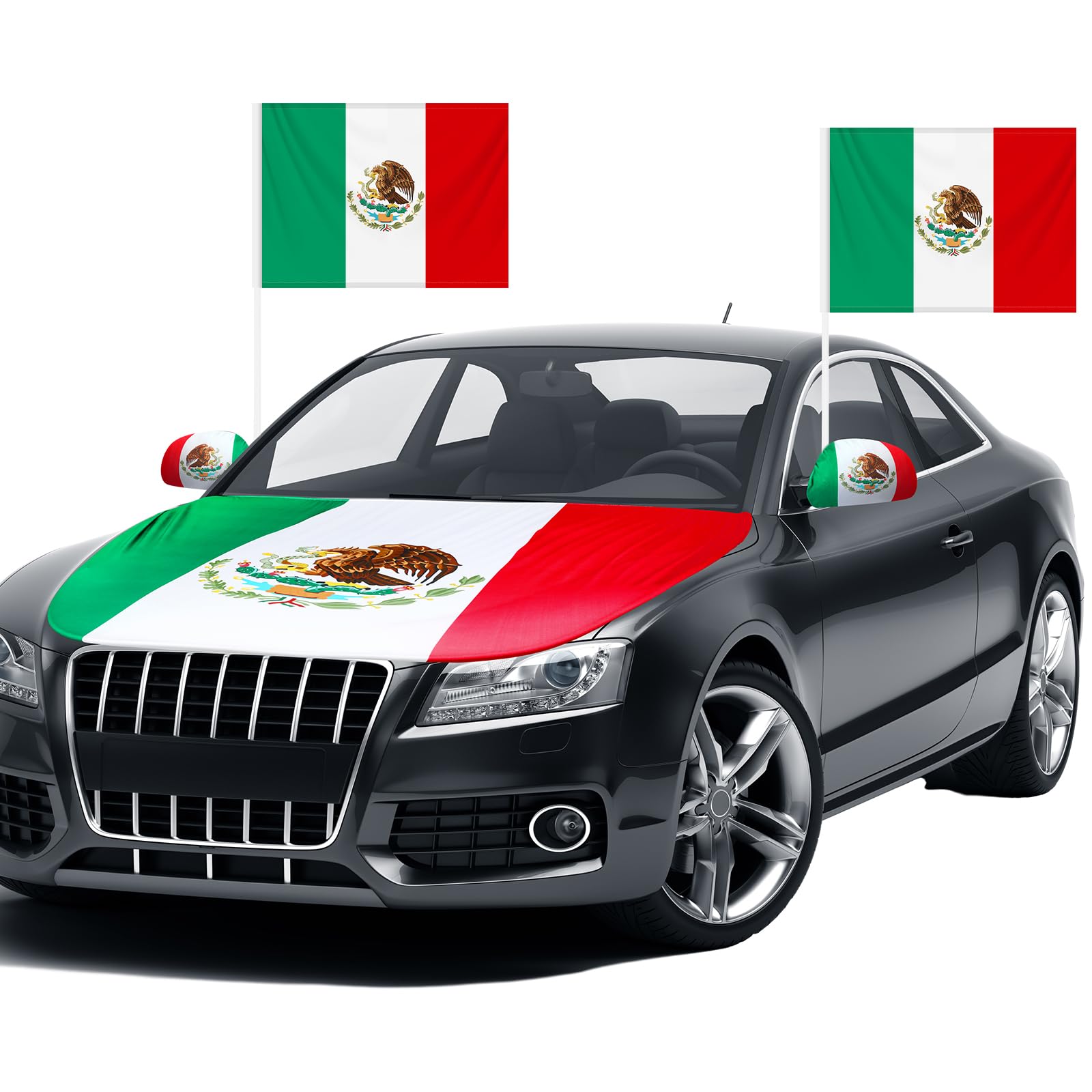 BBTO hood front view showing full Mexican flag and street-ready protection