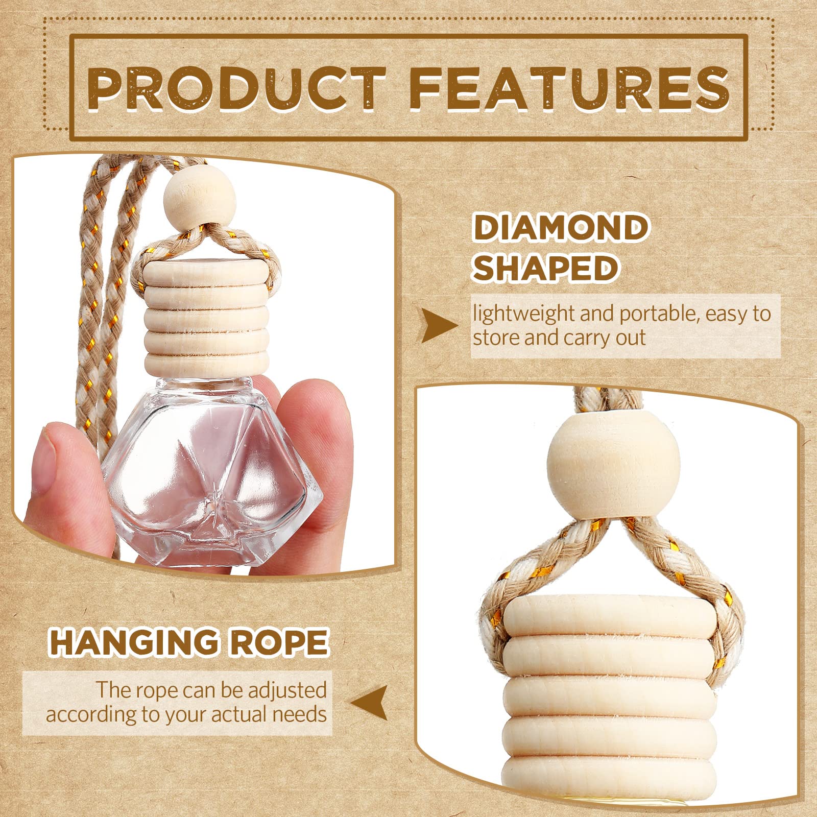 BBTO bottle hanging from car mirror, discreet fragrance distribution while driving
