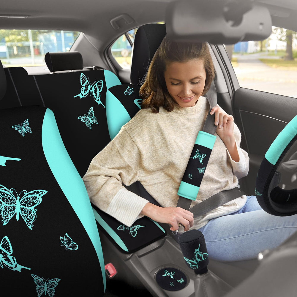 BBTO seatbelt cover with rhinestone detail adding sparkle and safety