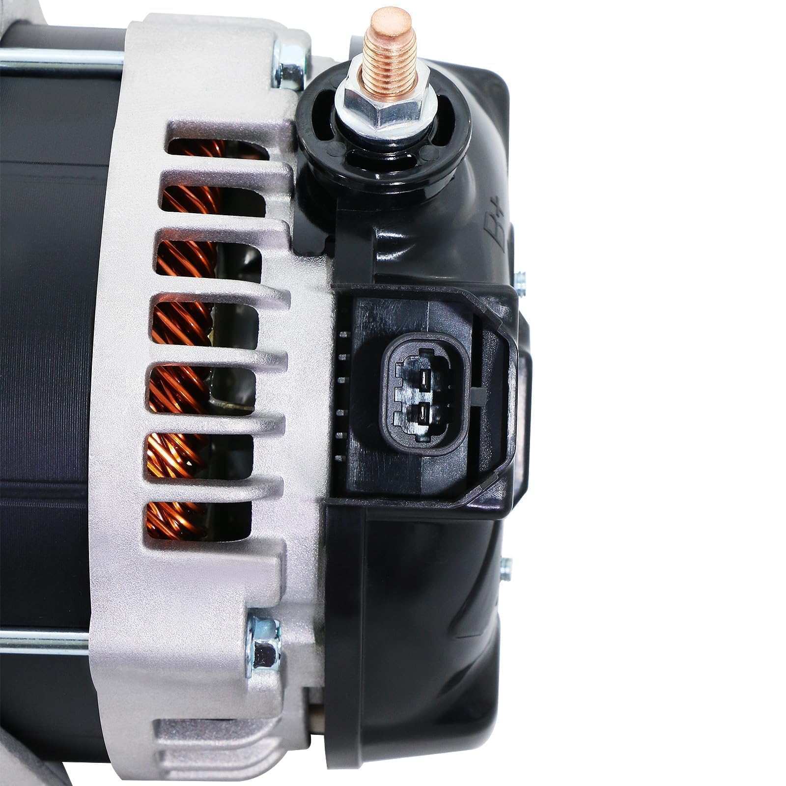 BDELI alternator electrical connector detail showing OEM-style plug for easy installation