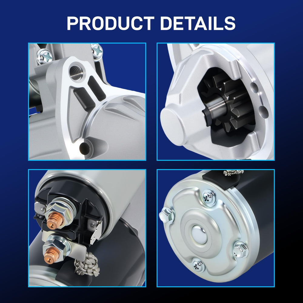 BDELI starter installed in engine bay illustrating direct-replacement fit