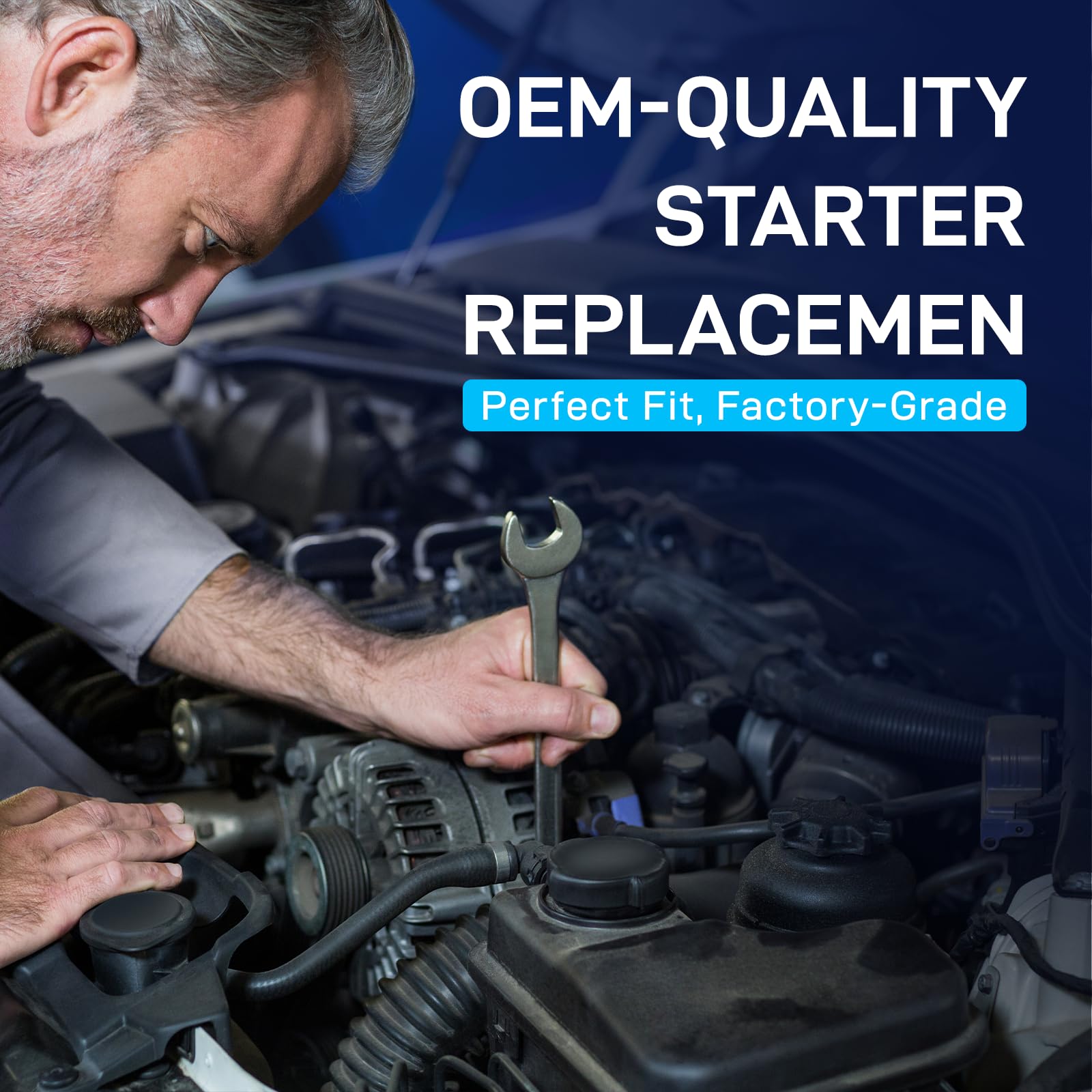 BDELI starter installed in engine bay showing straightforward replacement