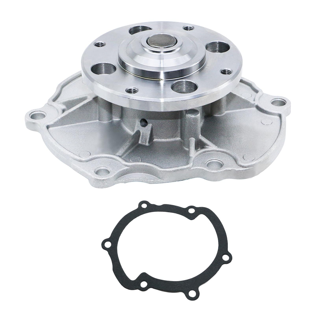 BDELI water pump front assembly showing mounting points and ready-to-install benefit
