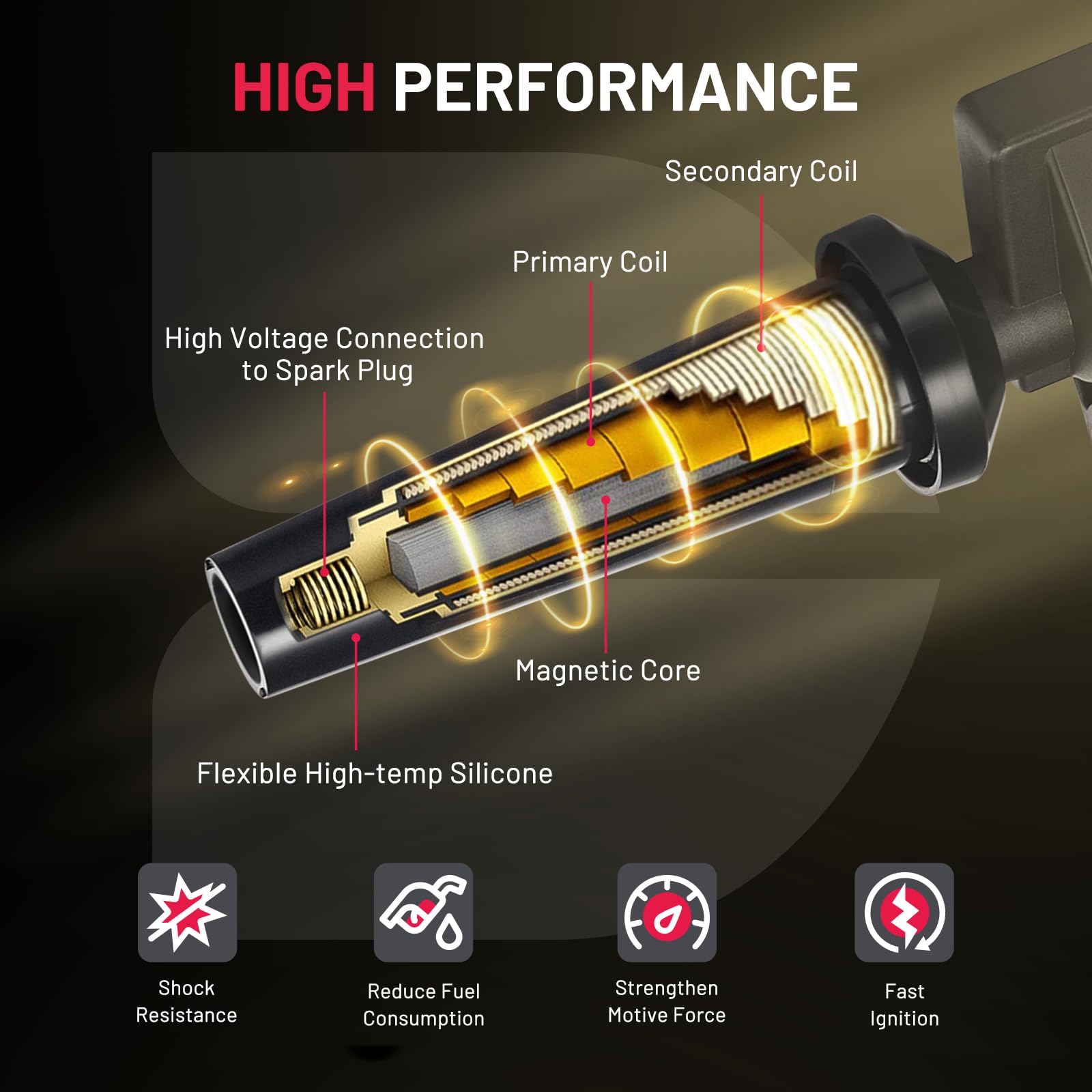 BDFHYK ignition coil installed in engine bay illustrating straightforward swap and performance restoration