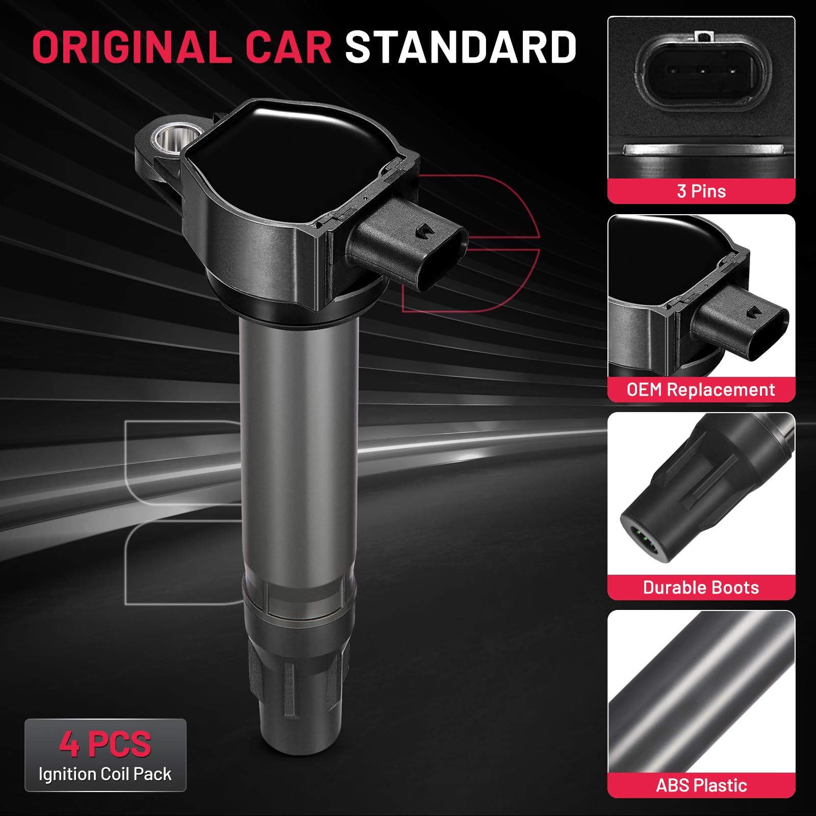 BDFHYK ignition coil side profile highlighting compact design for direct replacement