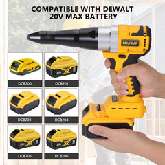 BDJHMP rivet gun side profile highlighting light weight and balanced design benefit