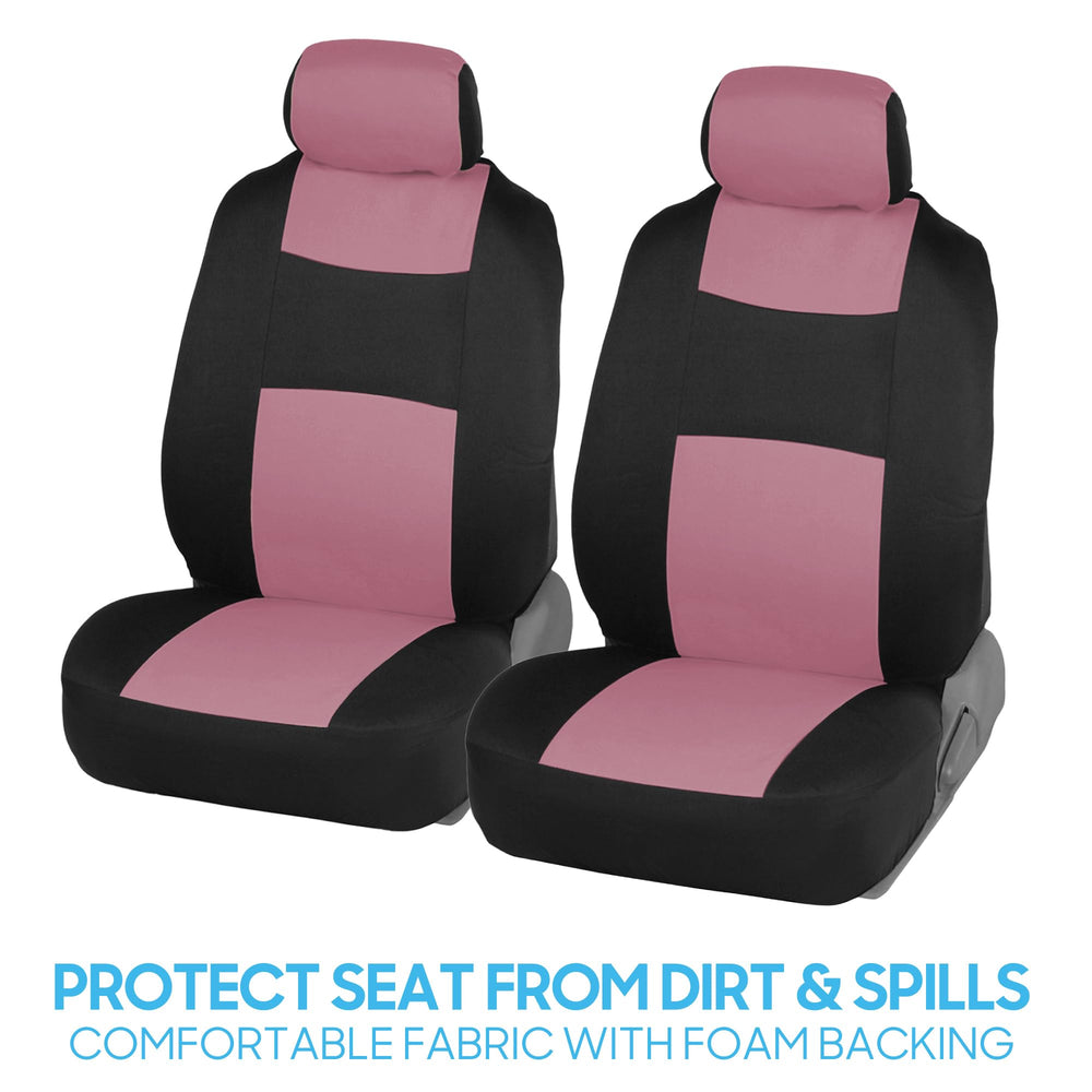 BDK headrest covers close-up highlighting stitching and neat fit benefit