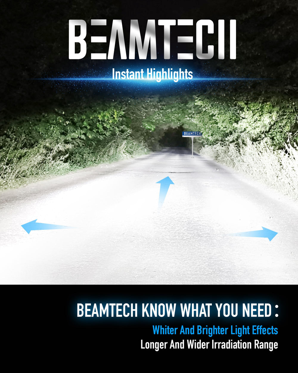 BEAMTECH H7 close-up LED emitter showing precise beam alignment and clarity