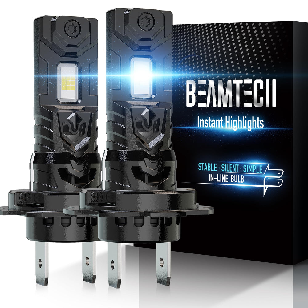 BEAMTECH H7 front view pack of two showing plug-and-play fit and bright output