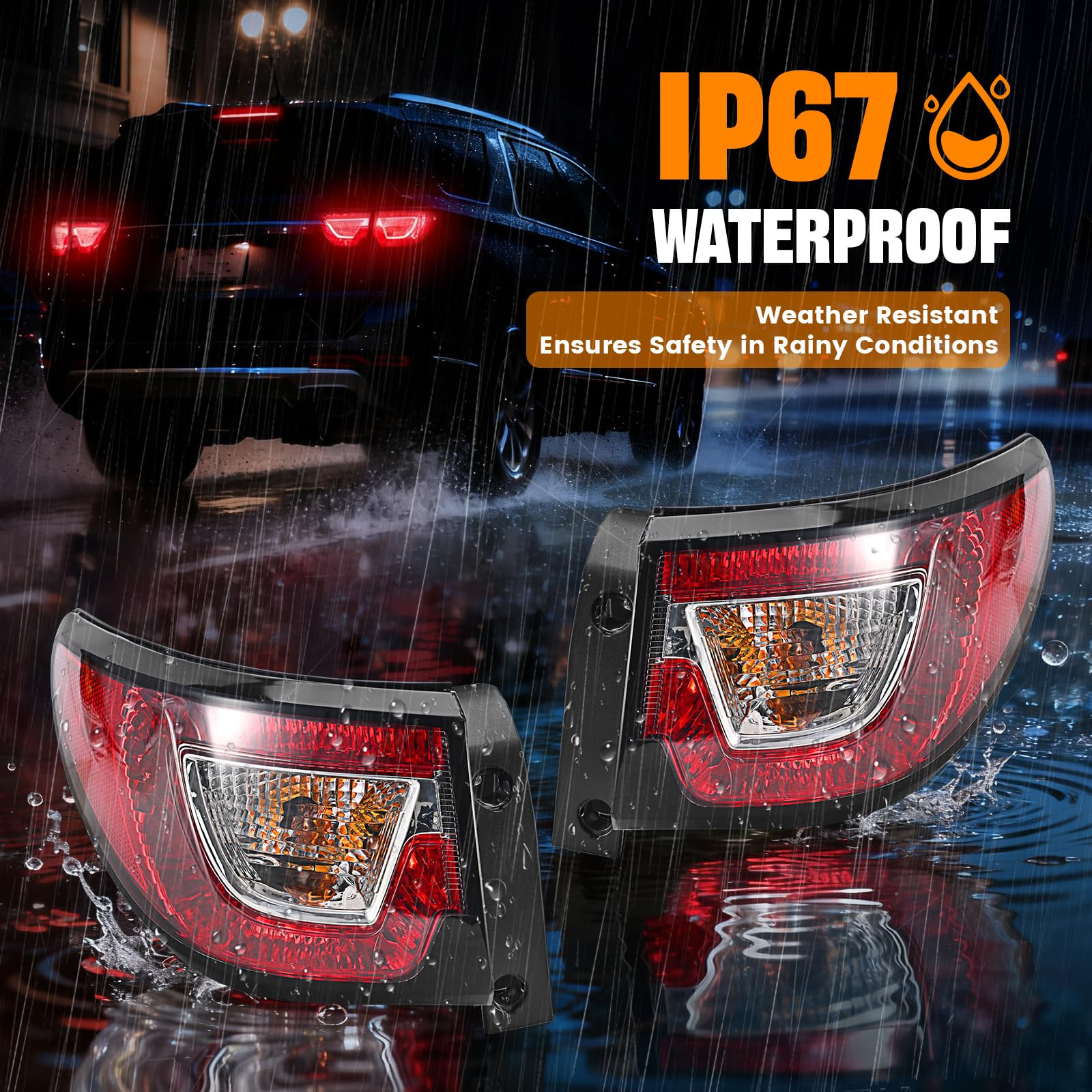 BeamTrack tail lights illuminated at night showing improved rear visibility