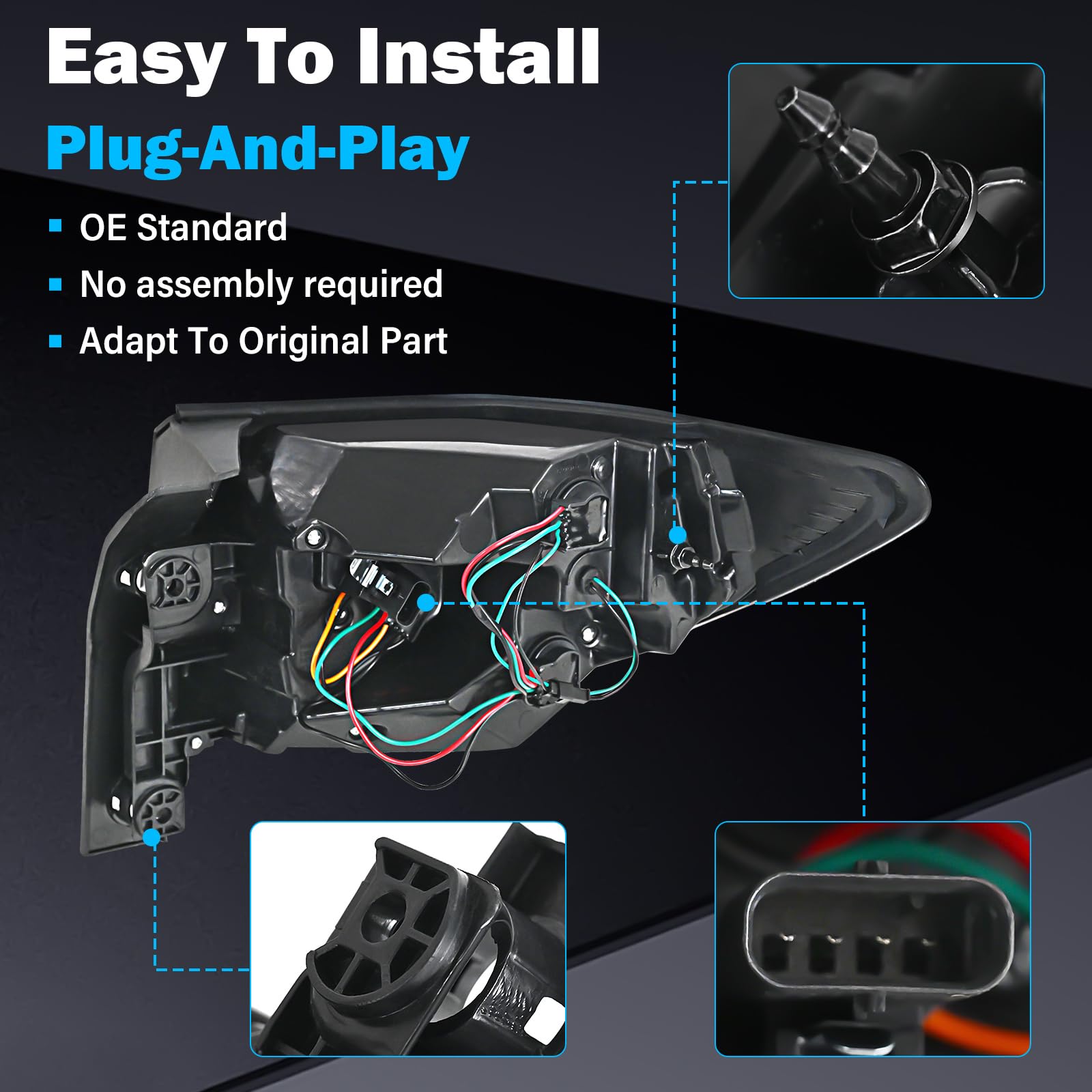 BeamTrack harness and halogen bulb detail for quick plug-and-play benefit