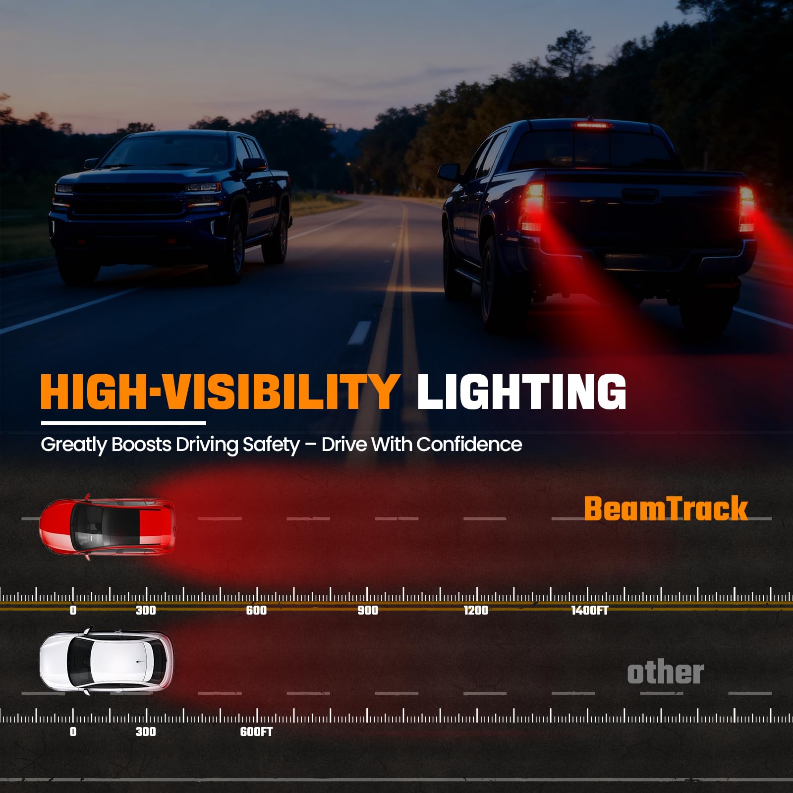 BeamTrack tail light beside tape measure showing correct size and scale