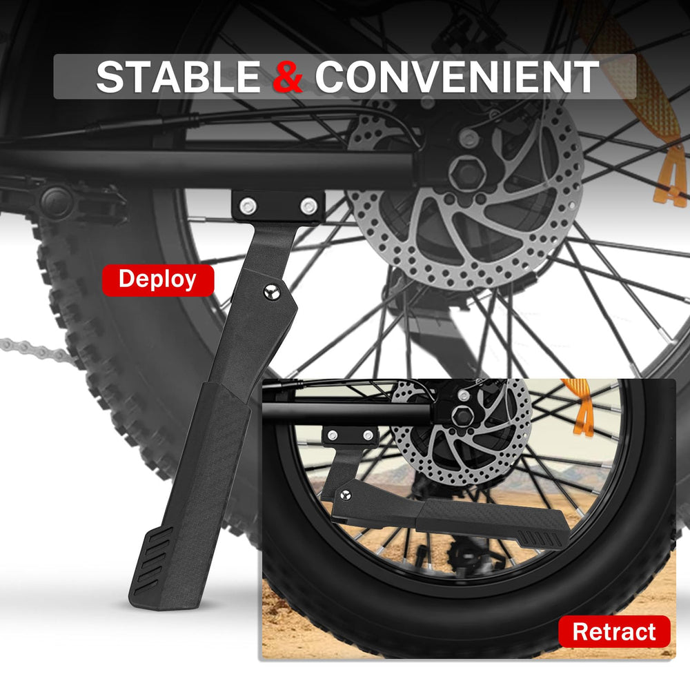 BEAROLNE kickstand mounted on ebike side profile adds secure parking